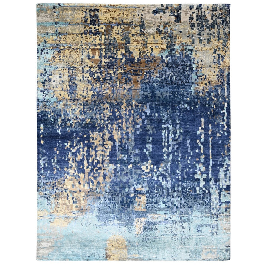 8'10" x 11'9" | Blue Mosaic | Wool & Silk | 210000028921