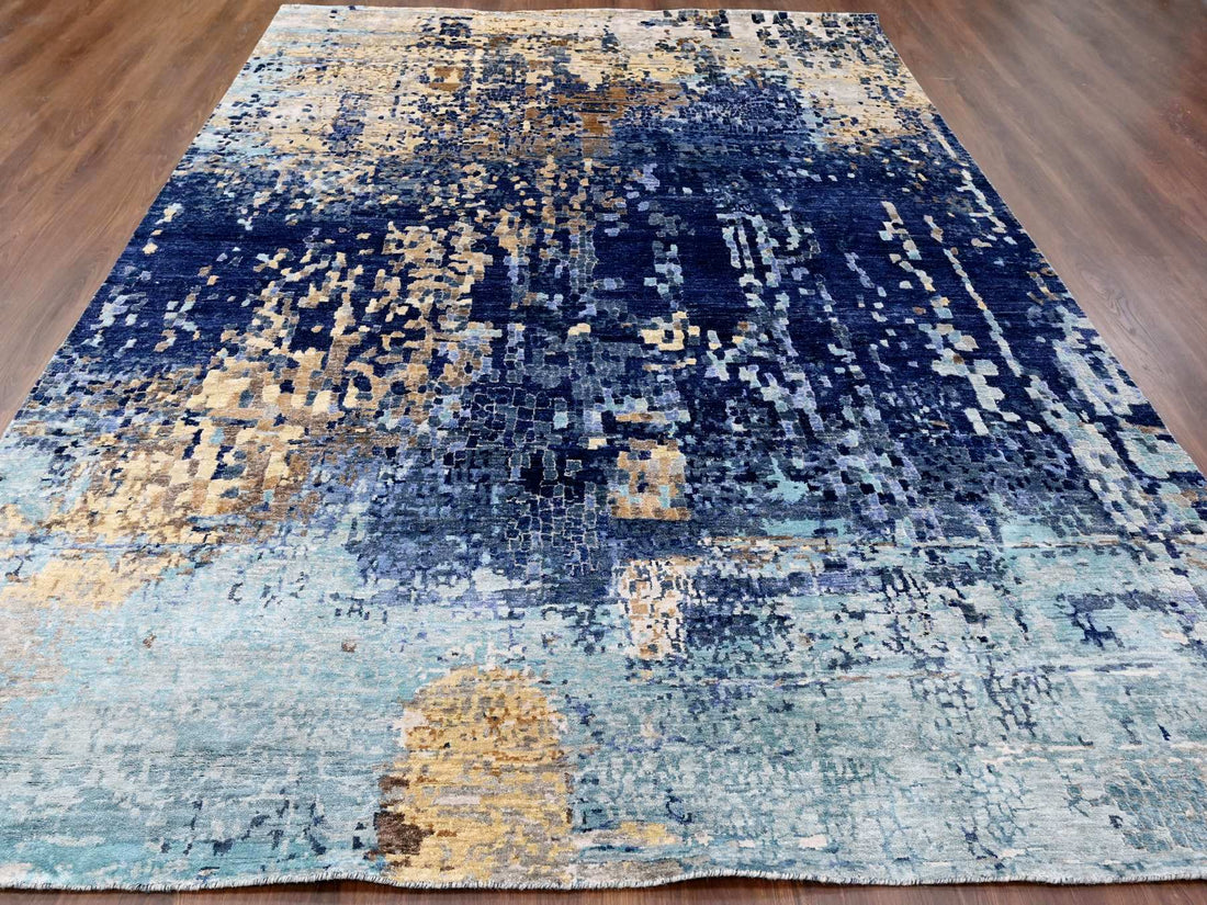 8'10" x 11'9" | Blue Mosaic | Wool & Silk | 210000028921