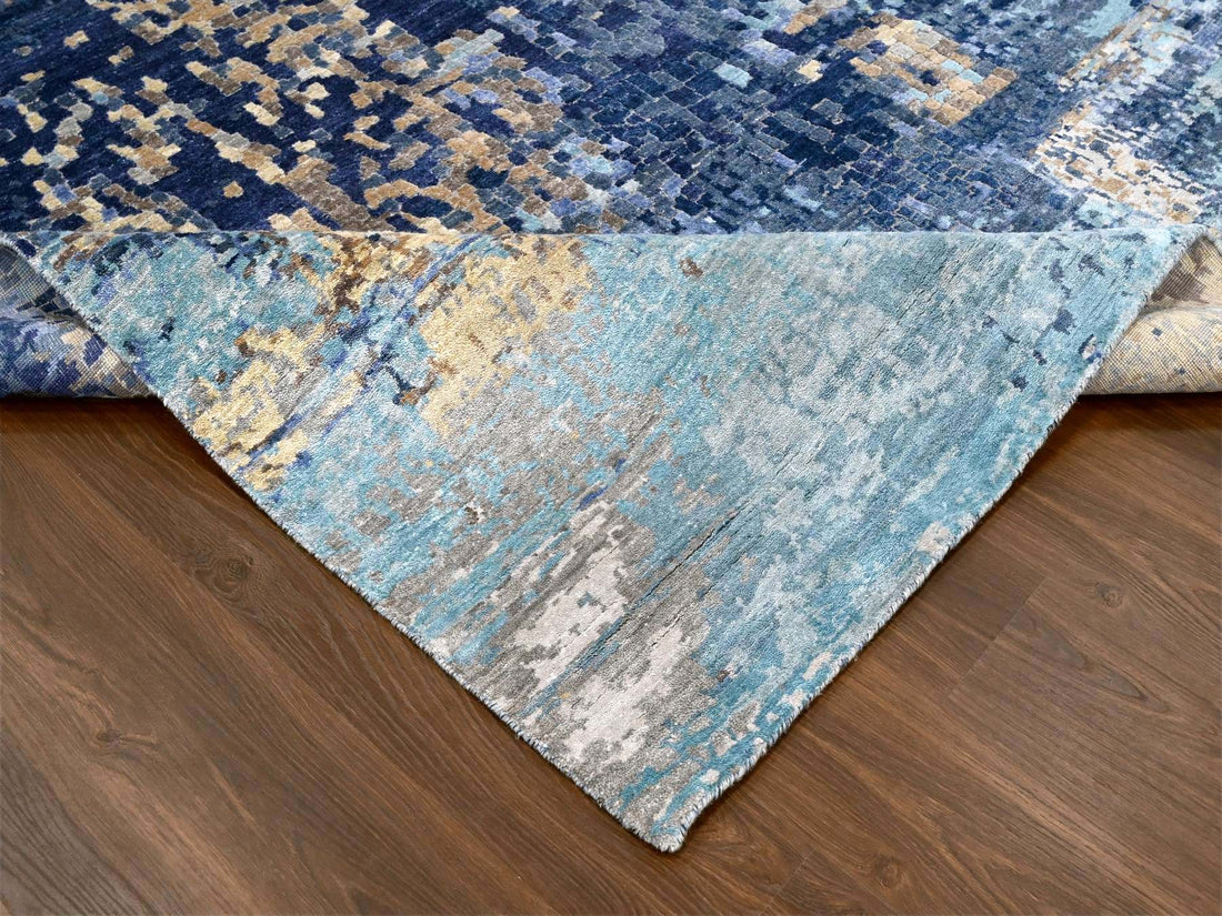 8'10" x 11'9" | Blue Mosaic | Wool & Silk | 210000028921