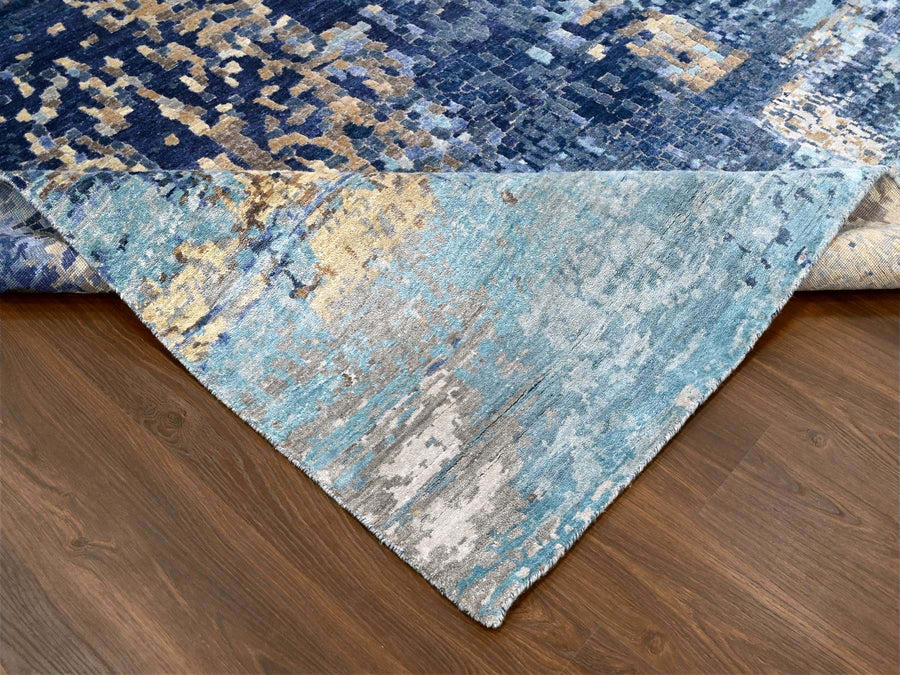 8'10" x 11'9" | Blue Mosaic | Wool & Silk | 210000028921