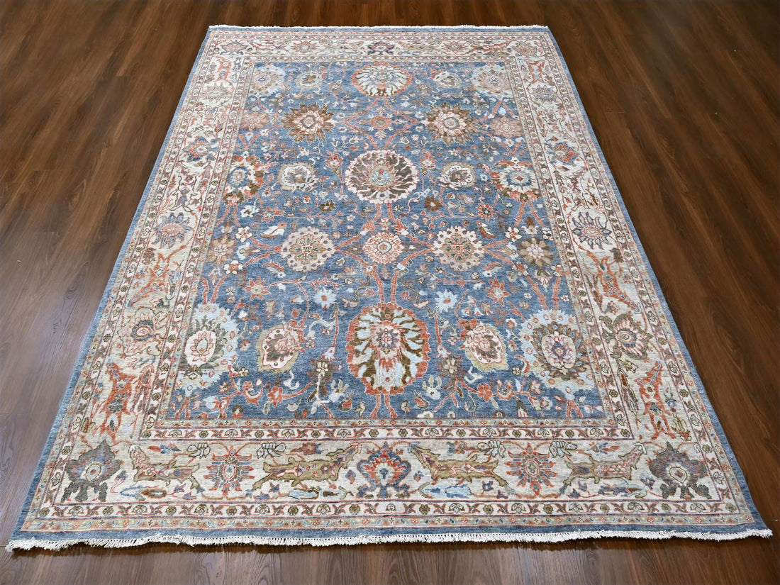 7'10" x 9'8" | Blue Distressed Design | Wool | 210000028899
