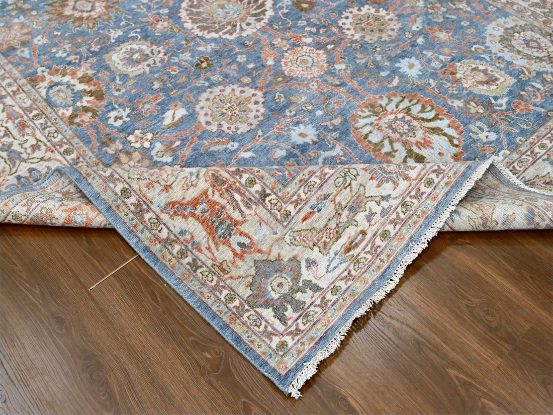 7'10" x 9'8" | Blue Distressed Design | Wool | 210000028899