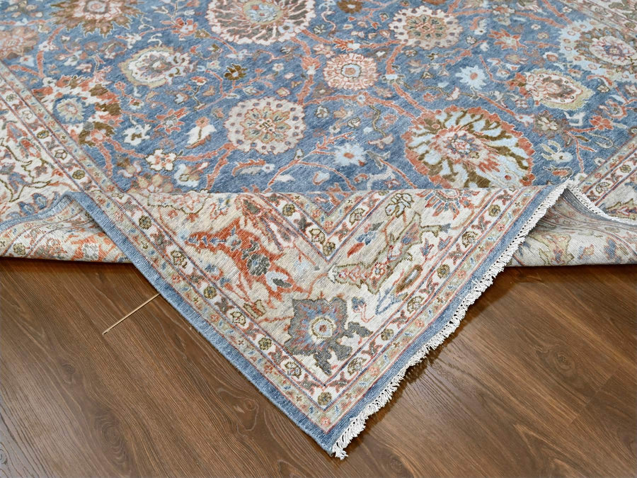 7'10" x 9'8" | Blue Distressed Design | Wool | 210000028899