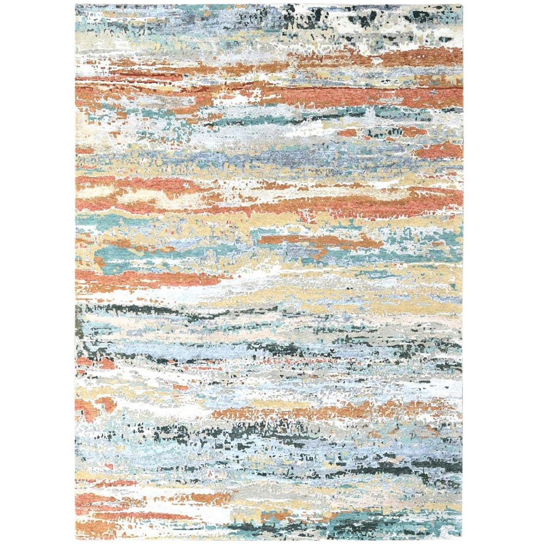 9'0"x11'10" | Orange Abstract | Wool & Silk | 210000031290