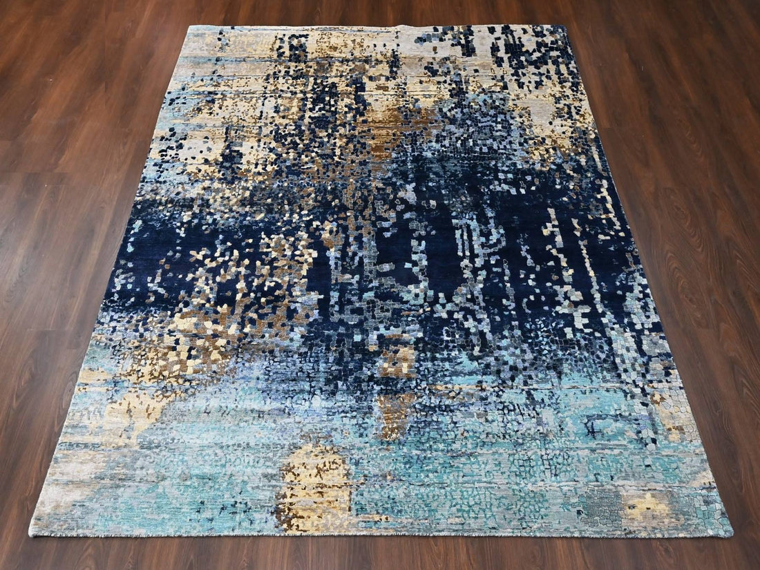8'0"x9'8" | Blue Mosaic | Wool & Silk | 210000031262