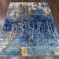 8' x 9'10" | Blue & Gold Mosaic | Wool & Silk | 210000032323