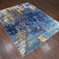 8' x 9'10" | Blue & Gold Mosaic | Wool & Silk | 210000032323
