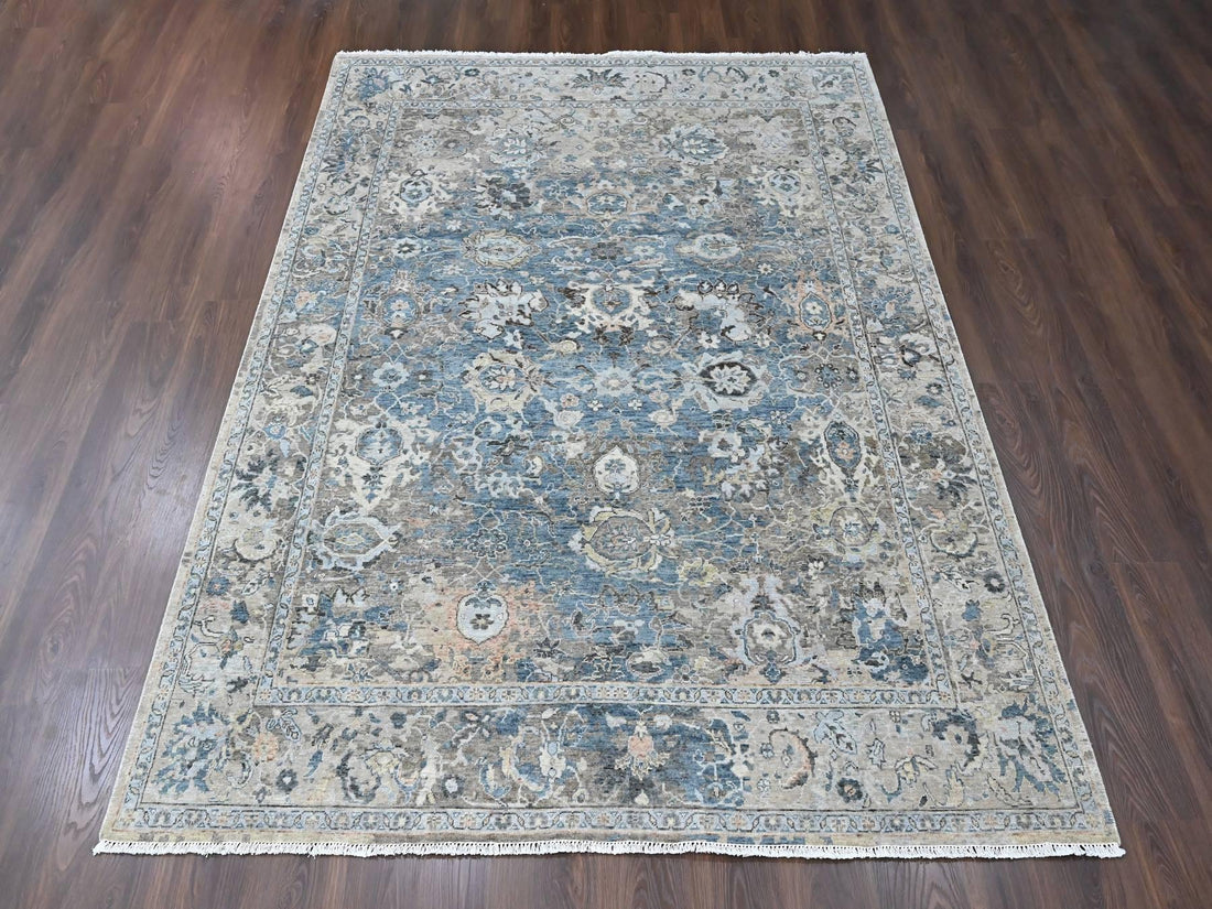 7'7" x 9'9" | Blue Erased | Wool | 210000032101