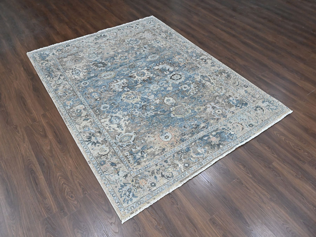 7'7" x 9'9" | Blue Erased | Wool | 210000032101