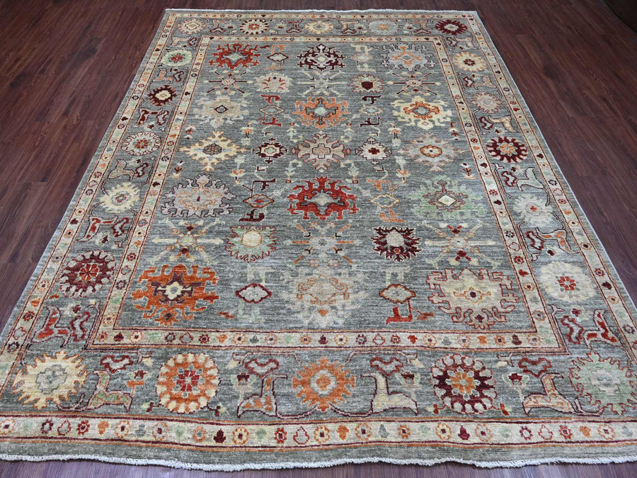 7'9" x 9'5" | Colorful Afghan | Wool | 210000028904
