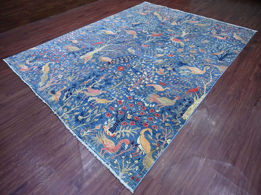 9'0"x11'8" |  Blue Peshawar | Wool | 210000031311