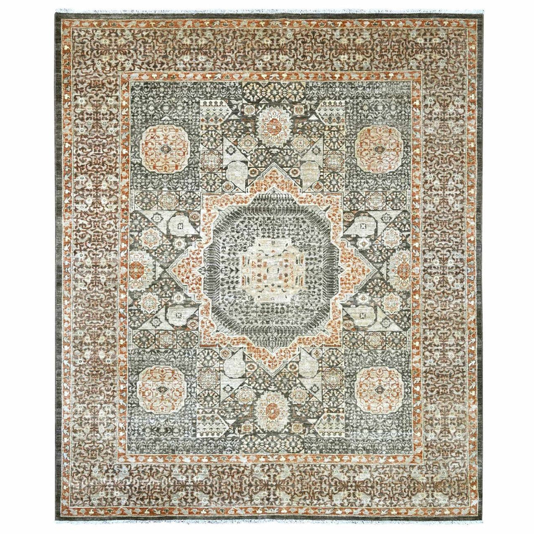 8'3"x9'9" | Brown Mamluk | Wool | 210000031265