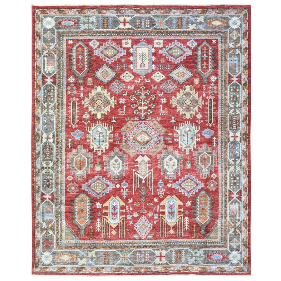 8'0" x 9'7" | Red Afghan | Wool | 210000026277