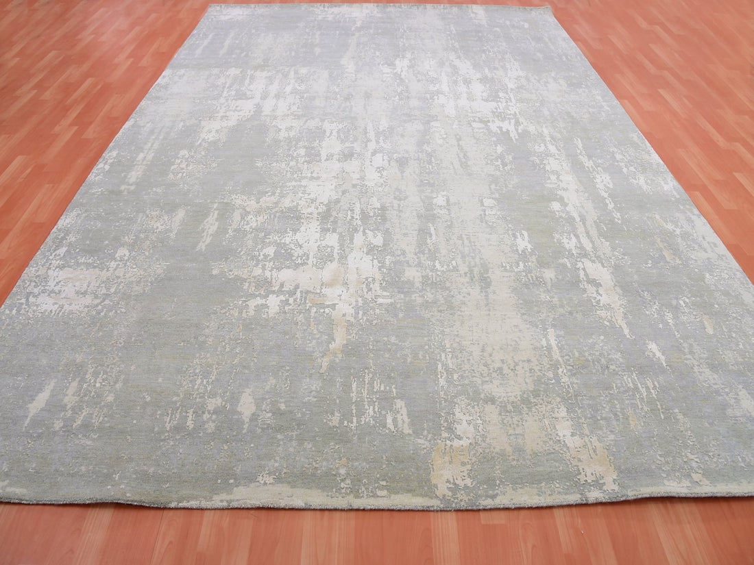 10' x 14'1" | Grey Abstract | Wool & Silk | 210000032096