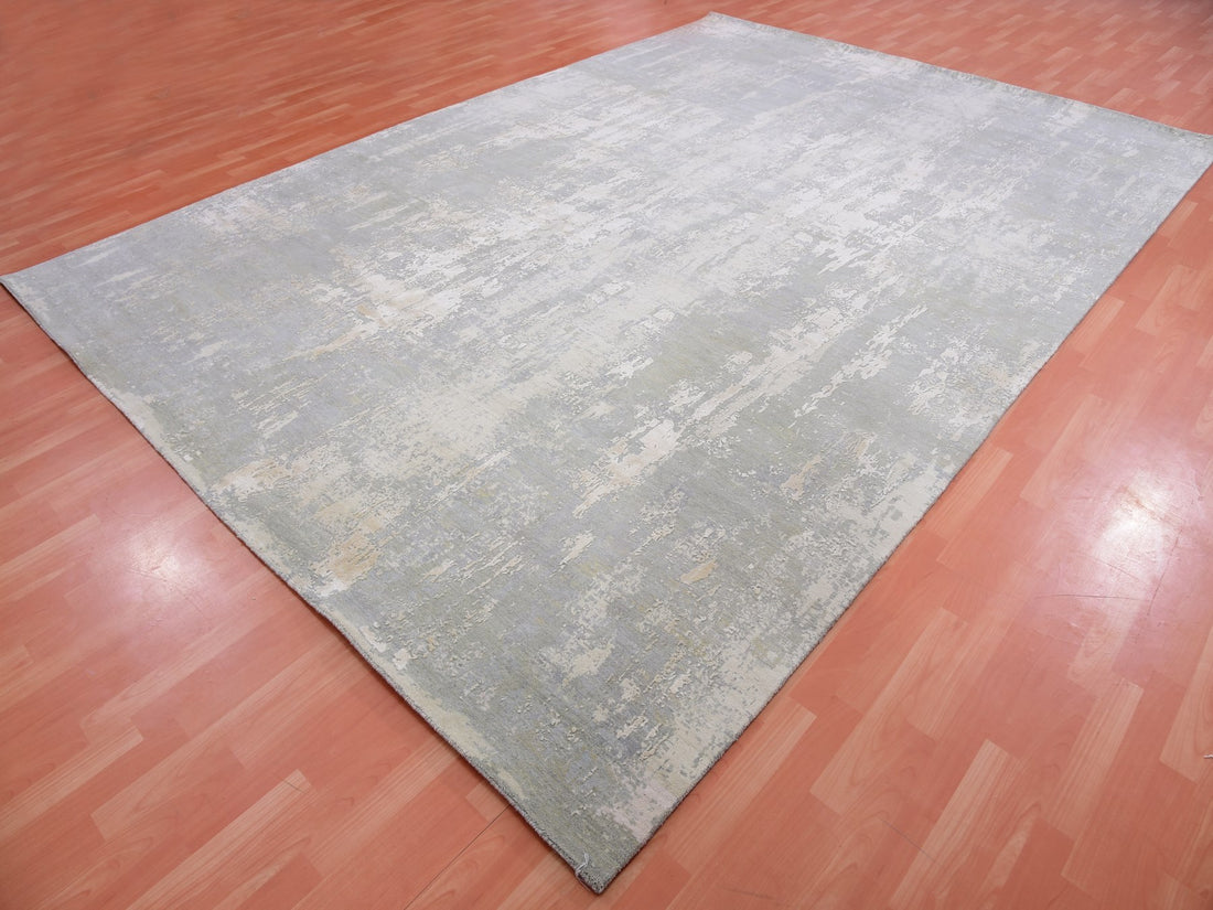 10' x 14'1" | Grey Abstract | Wool & Silk | 210000032096