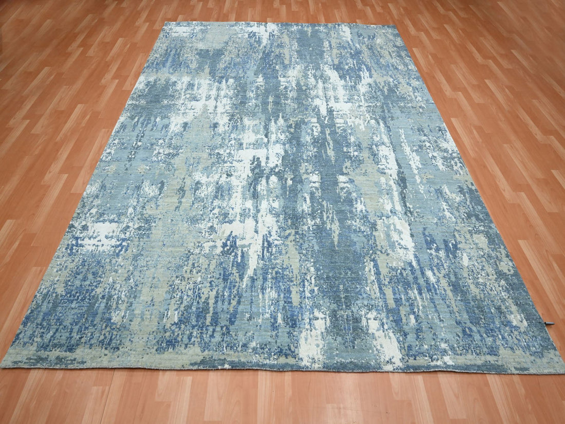 8'1" x 10' | Blue Abstract | Wool & Silk | 210000032099