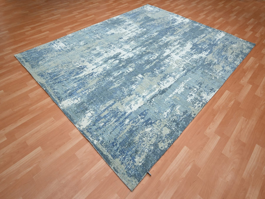 8'1" x 10' | Blue Abstract | Wool & Silk | 210000032099