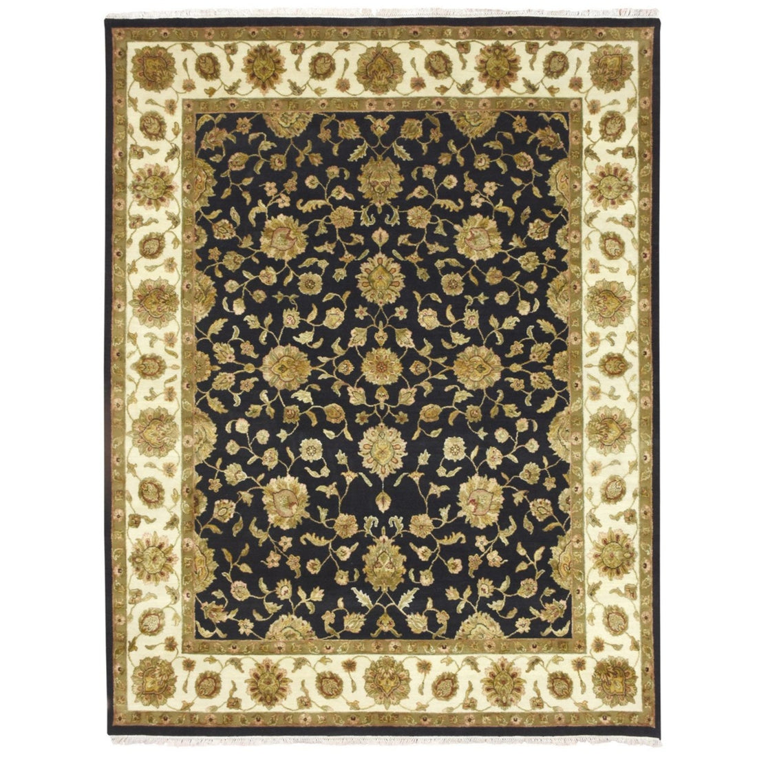 7'9" x 10'0" | Black Rajasthan | Wool & Silk | 210000028905