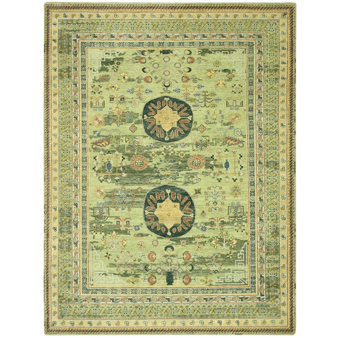 9'0" x 12'1" | Green Khotan | Wool | 210000028933