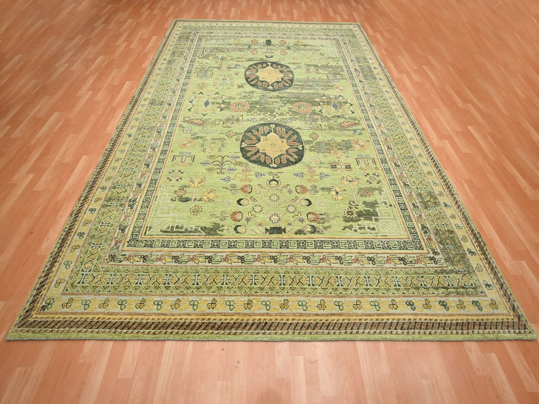 9'0" x 12'1" | Green Khotan | Wool | 210000028933
