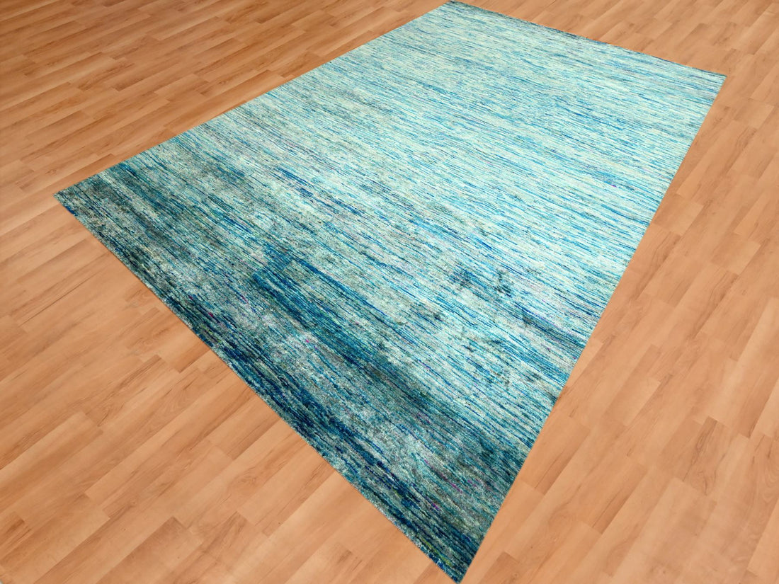 8'7"x12'2" | Blue Sari | Silk | 210000031297