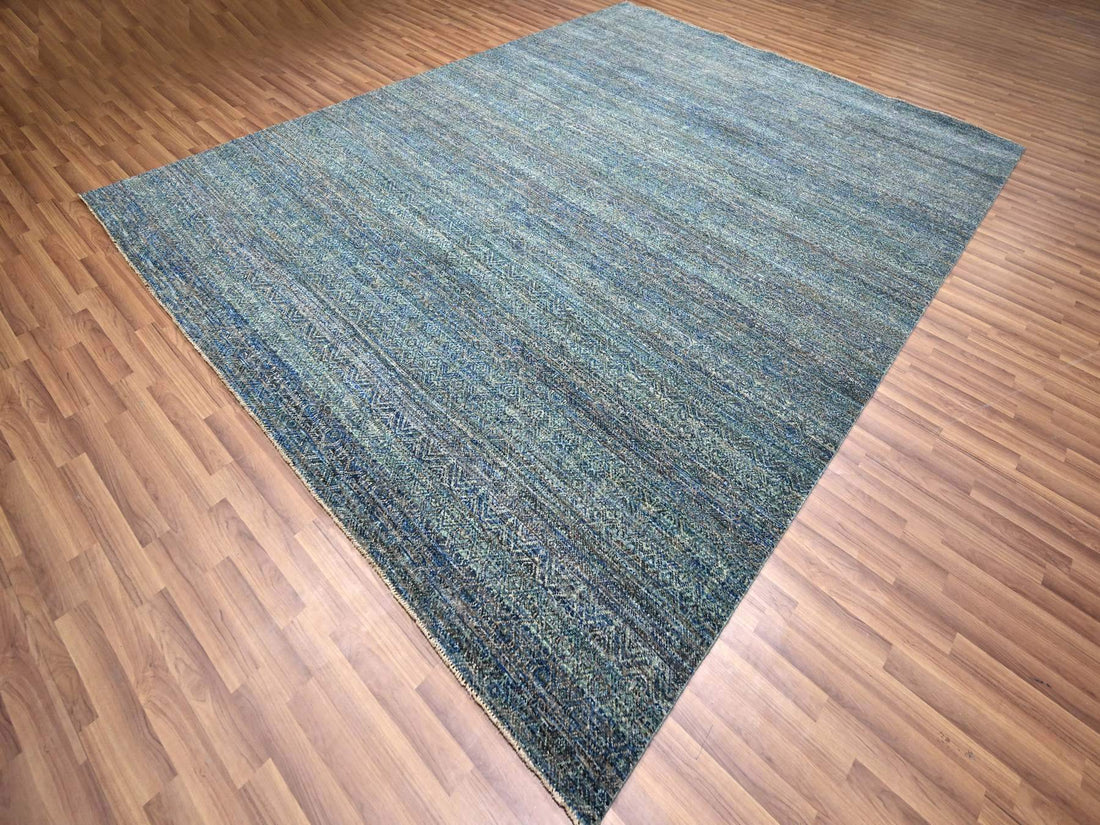 9'0"x11'10" | Blue Geometric | Wool | 210000031291