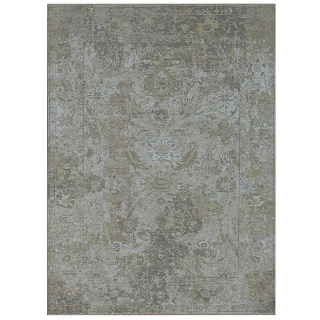 9'2" x 12'5" | Grey Broken Erased Design | Wool | 210000028919