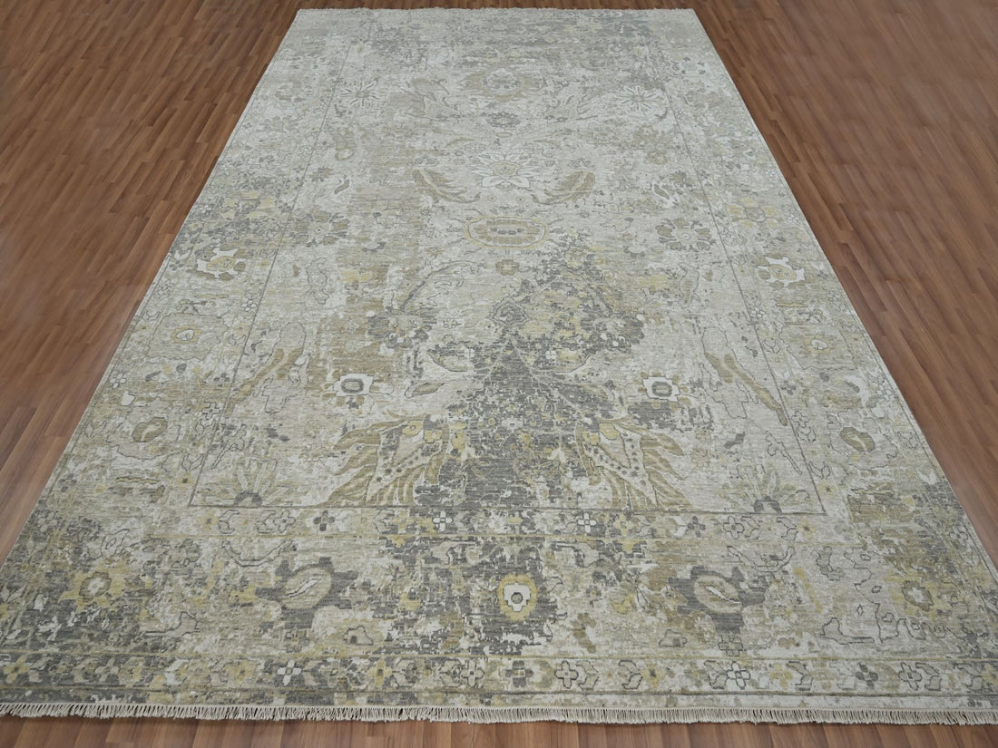 9'2" x 12'5" | Grey Broken Erased Design | Wool | 210000028919