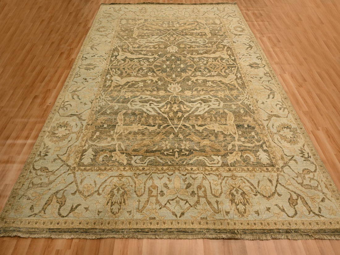 8'10" x 12'2" | Brown Distressed Design | Wool | 210000028917