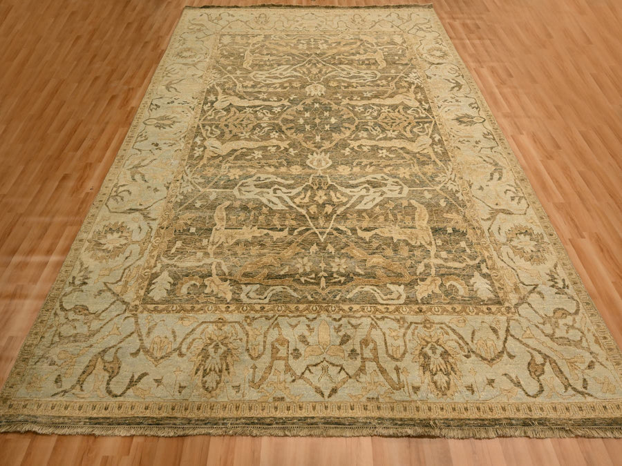 8'10" x 12'2" | Brown Distressed Design | Wool | 210000028917
