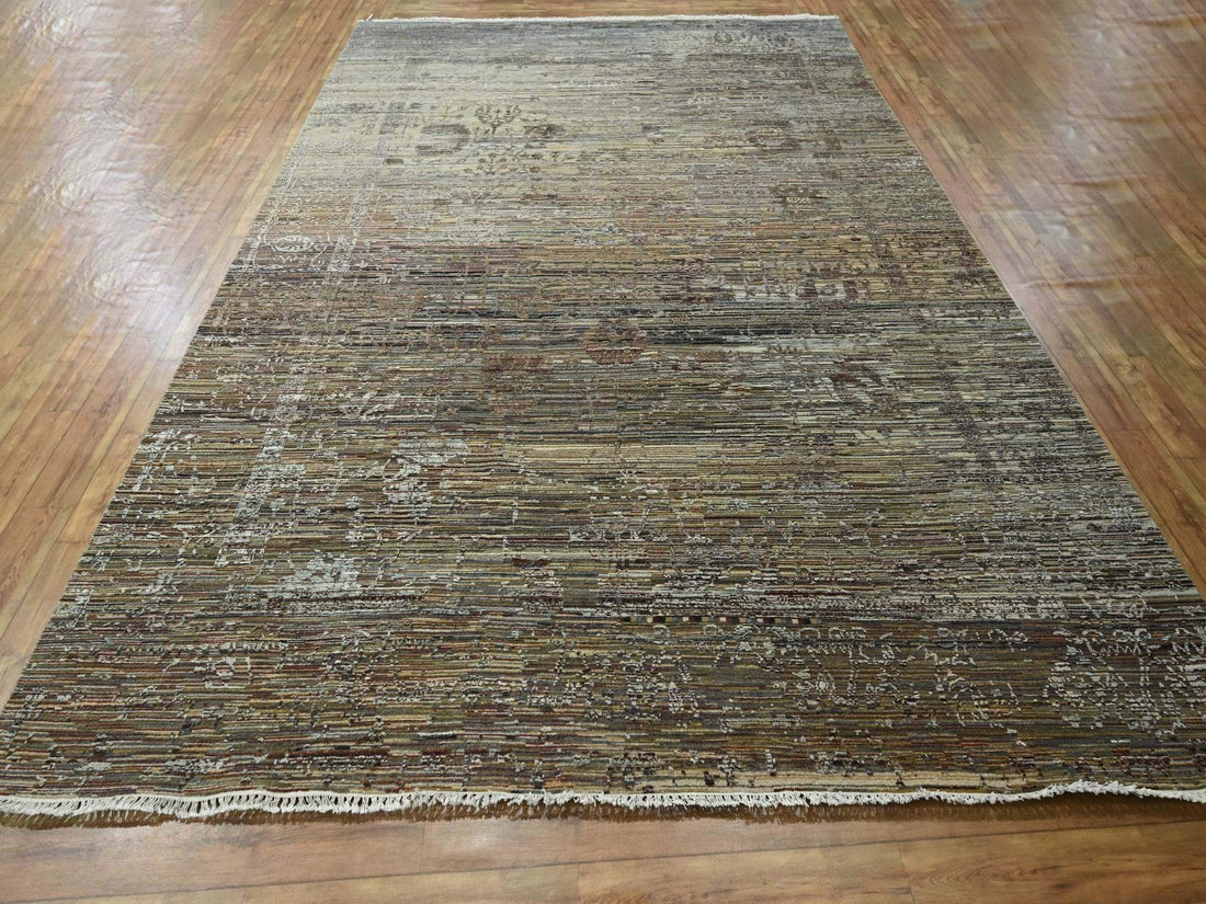 8'10" x 12'0" | Brown Broken Erased Deisgn | Wool | 210000028916