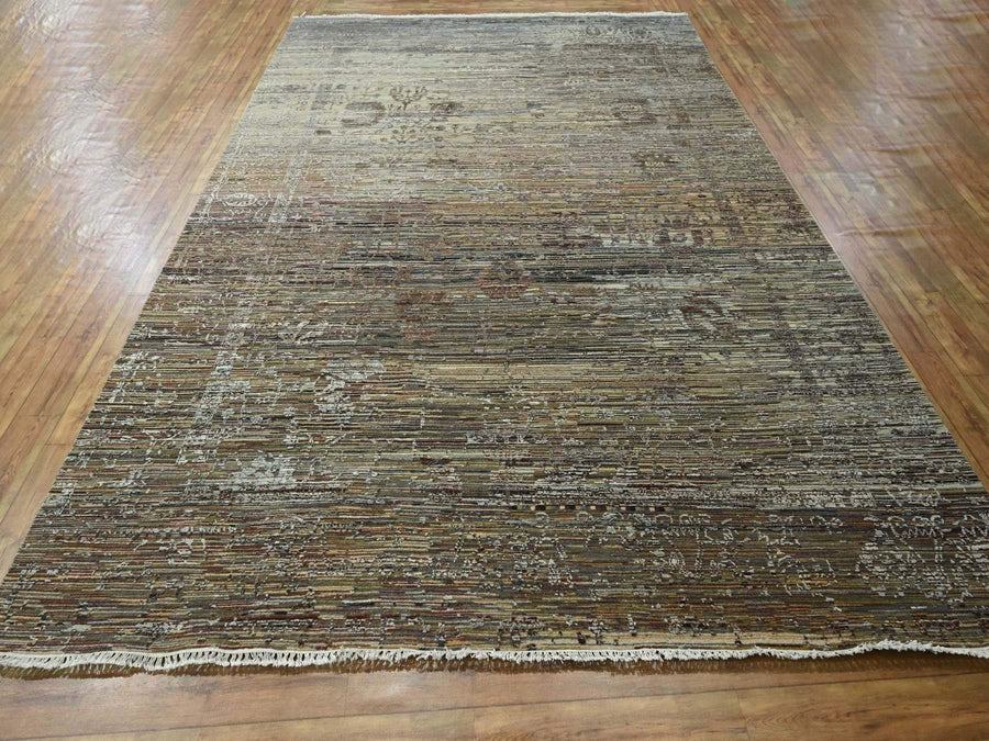 8'10" x 12'0" | Brown Broken Erased Deisgn | Wool | 210000028916