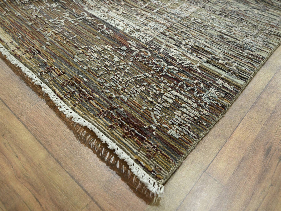8'10" x 12'0" | Brown Broken Erased Deisgn | Wool | 210000028916