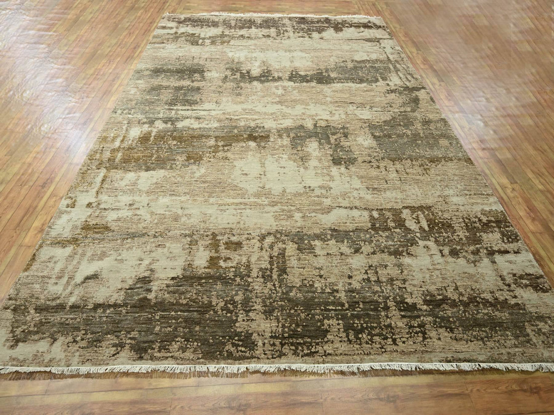 9'0" x 12'0" | Beige Abstract | Wool & Silk | 210000028922