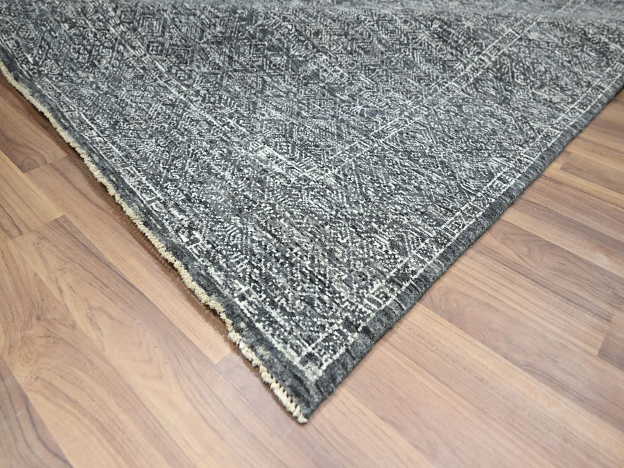 9'2" x 12'1" | Grey Geometric | Wool | 210000028934