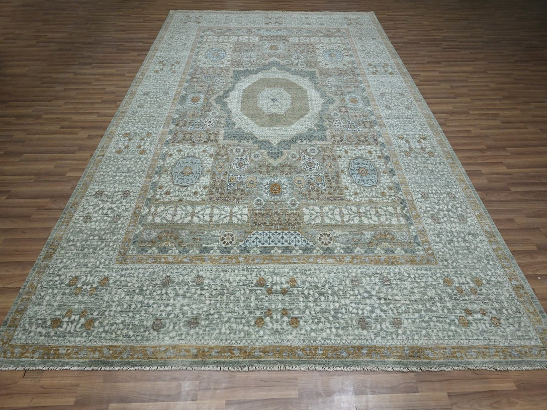 8'11" x 12'1" | Green Mamluk | Wool | 210000032329