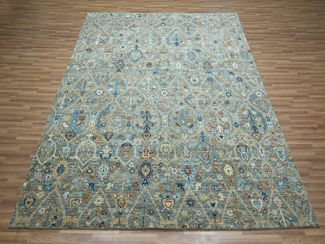8'1" x 10'1" | Green Trellis | Wool | 210000032102