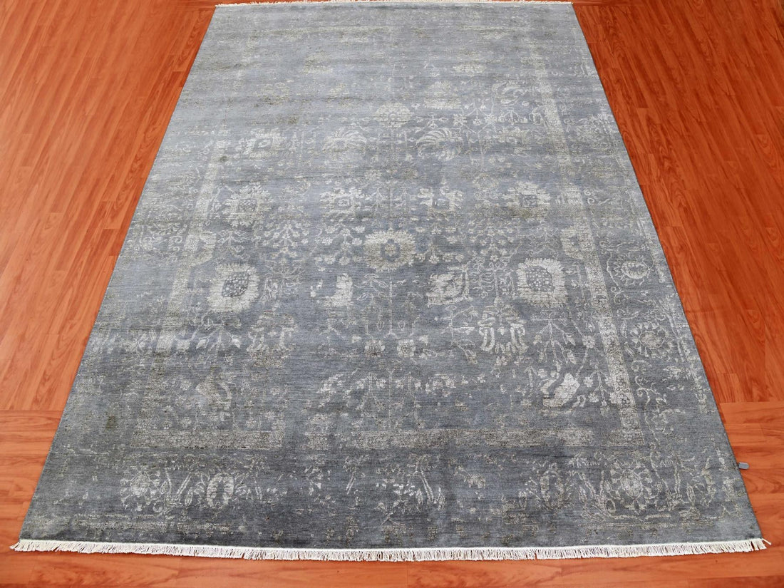 8'10" x 11'8" | Grey Erased  | Wool & Silk | 210000032109