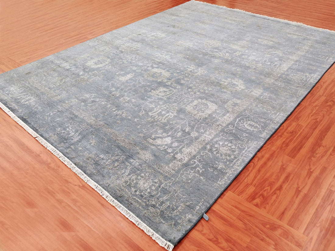 8'10" x 11'8" | Grey Erased  | Wool & Silk | 210000032109