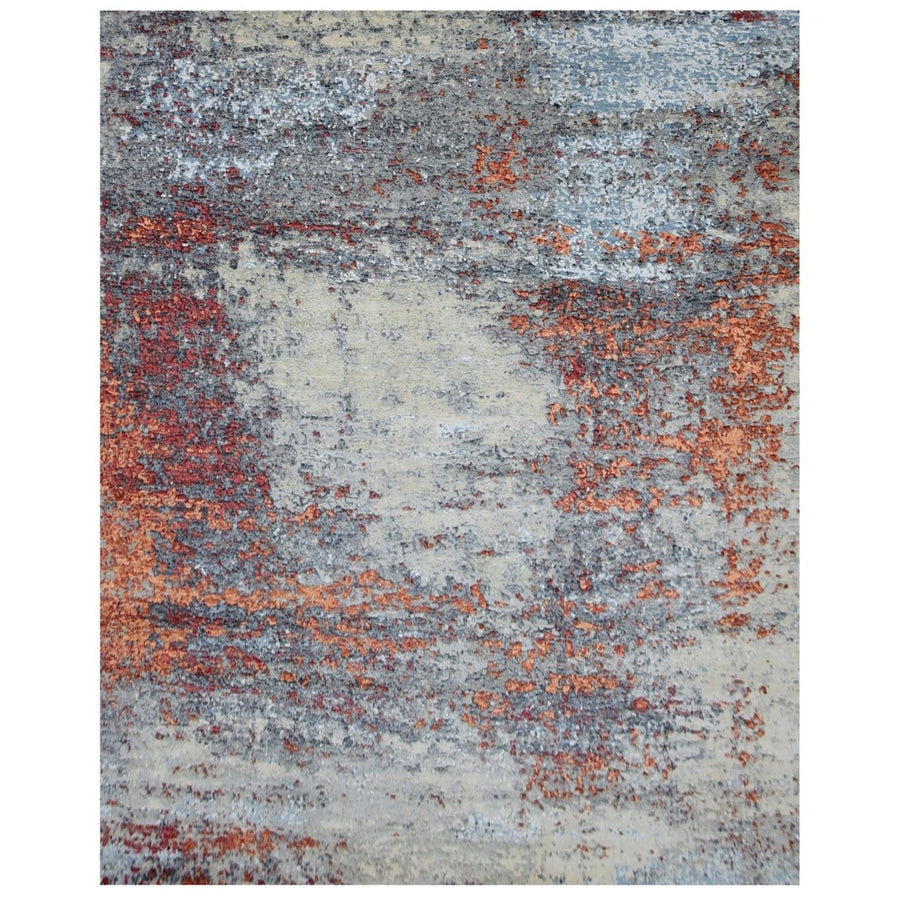 8'0" x 10'1" | Red Abtract | Wool & Silk | 210000024790