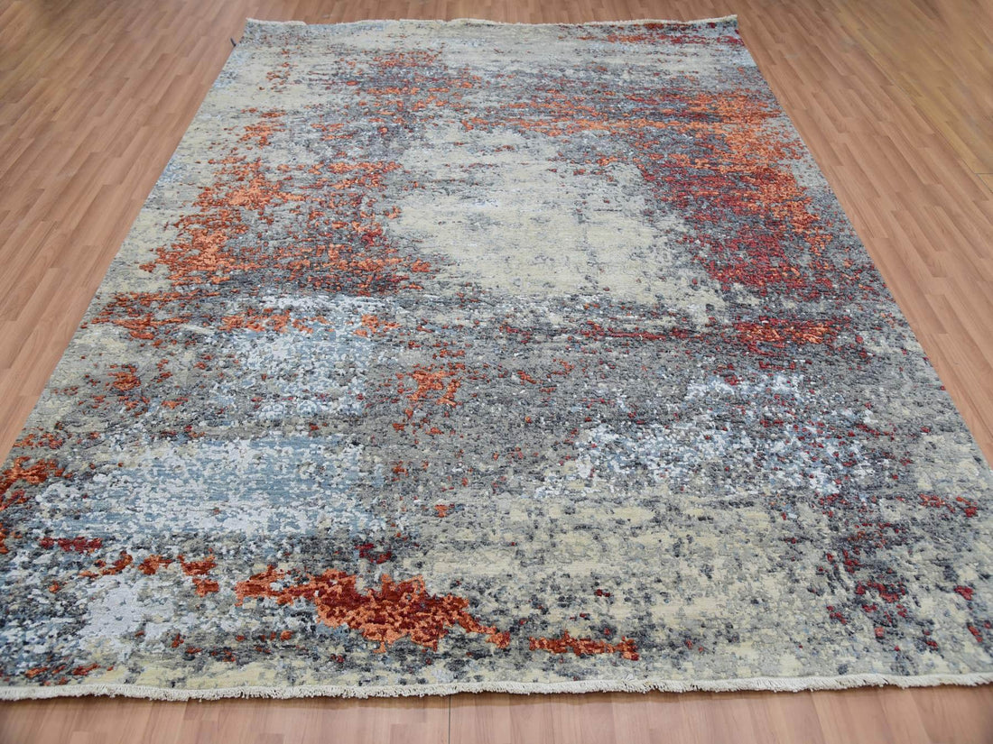 8'0" x 10'1" | Red Abtract | Wool & Silk | 210000024790