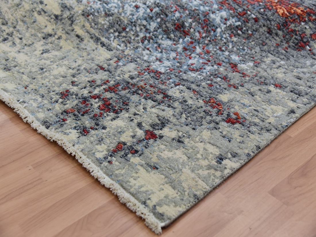 8'0" x 10'1" | Red Abtract | Wool & Silk | 210000024790