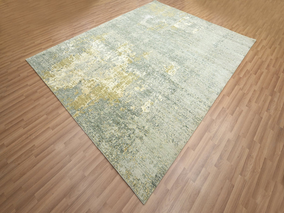 8'0"x10'0" | Green Gold Abstract | Wool & Silk | 210000030500