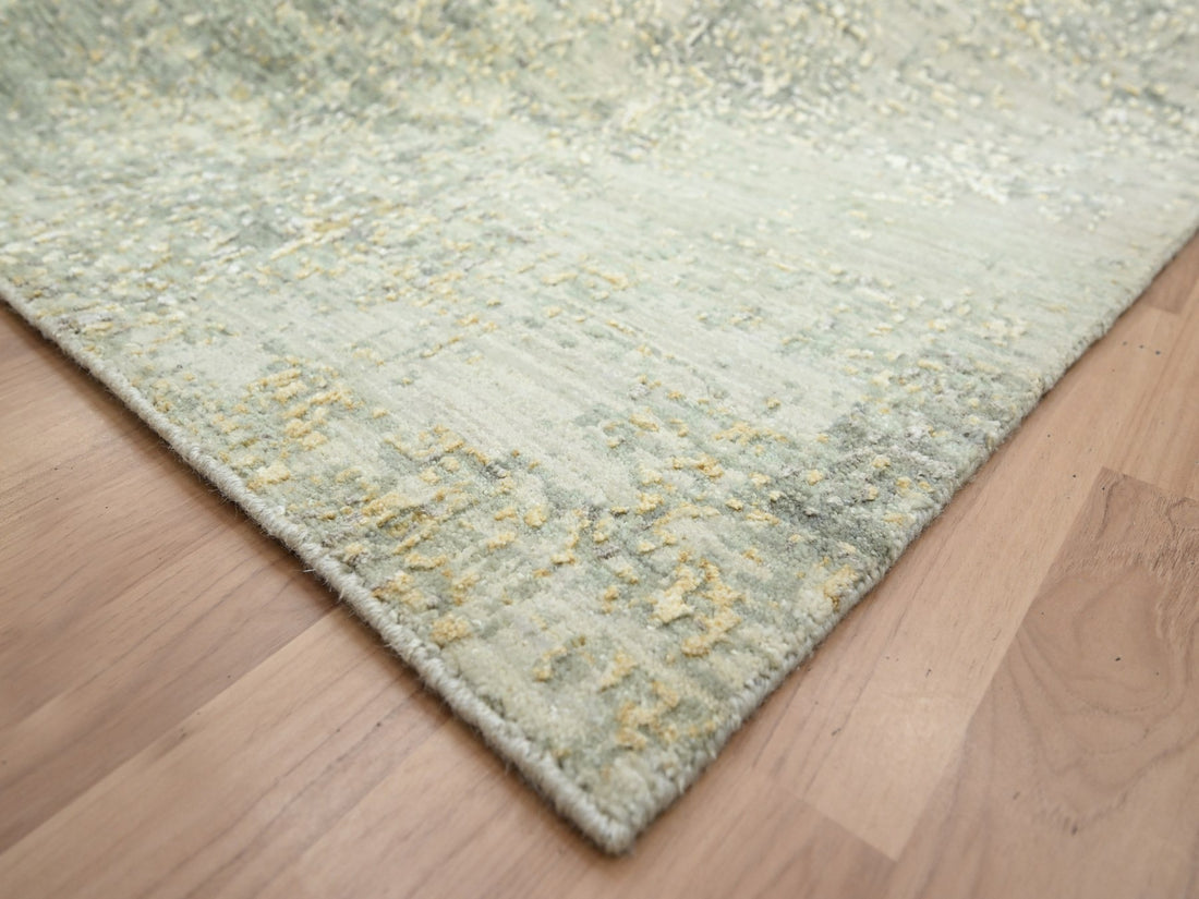 8'0"x10'0" | Green Gold Abstract | Wool & Silk | 210000030500