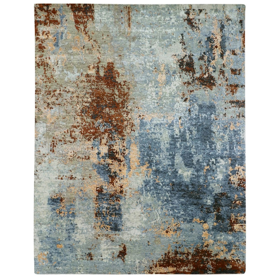 7'10" x 10'2" | Blue & Rust Abstract | Wool | 210000028894