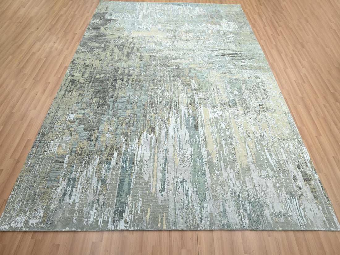 8'1" x 10' | Grey Abstract | Wool & Silk | 210000030992