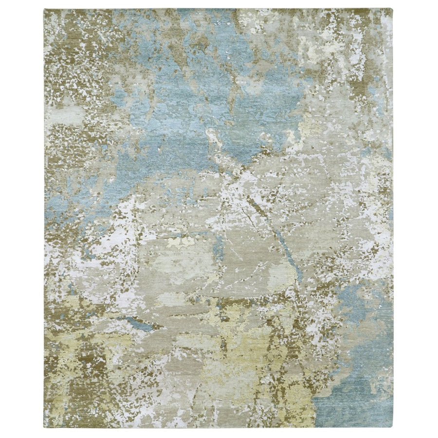 8'0" x 9'8" | Light Blue Abstract | Wool & Silk | 210000028909