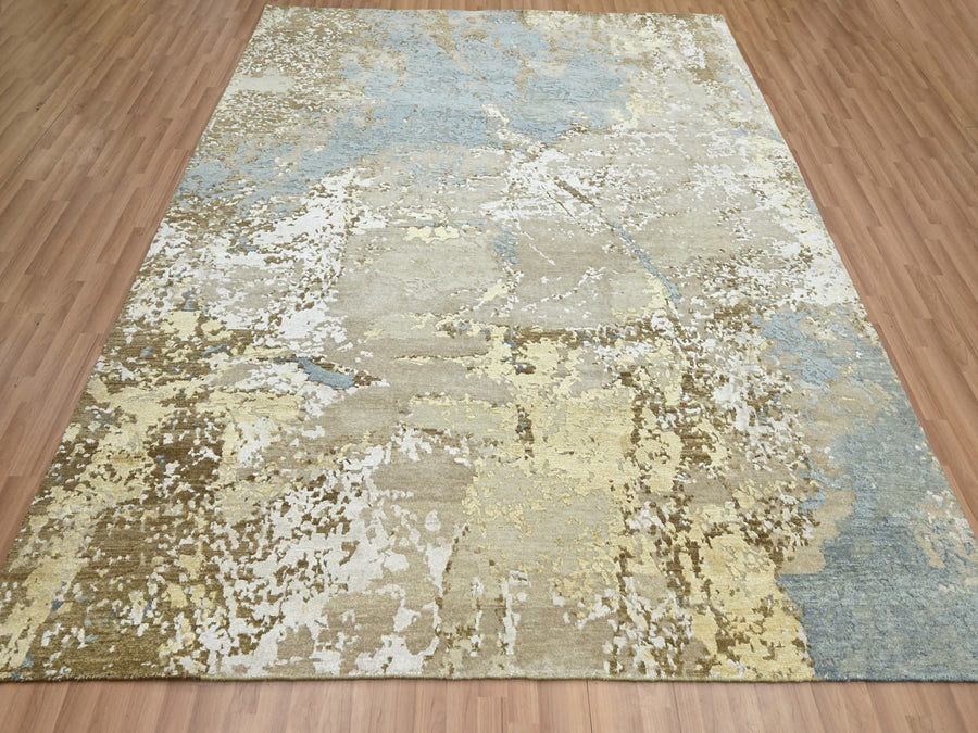 8'0" x 9'8" | Light Blue Abstract | Wool & Silk | 210000028909