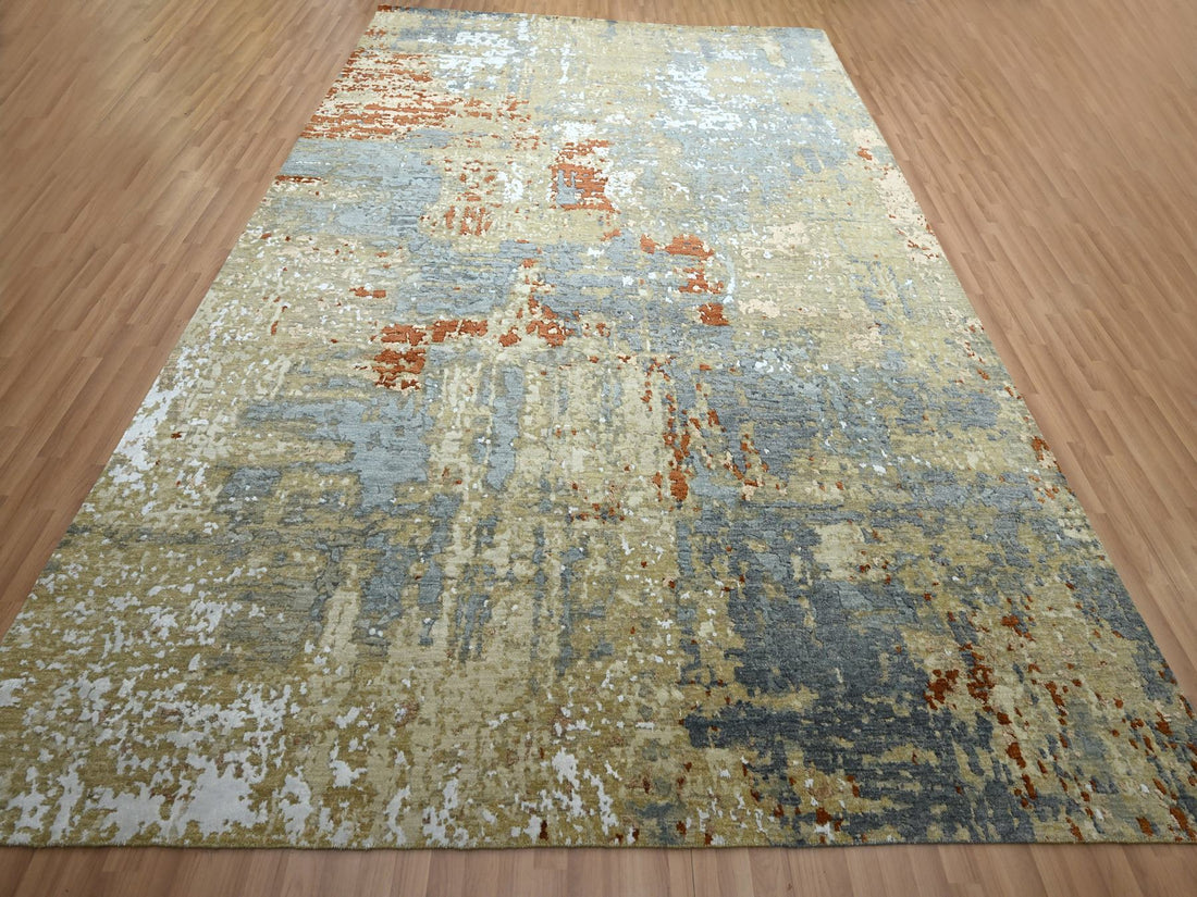 9'0"x12'8" | Blue Abstract | Wool & Silk | 210000031305