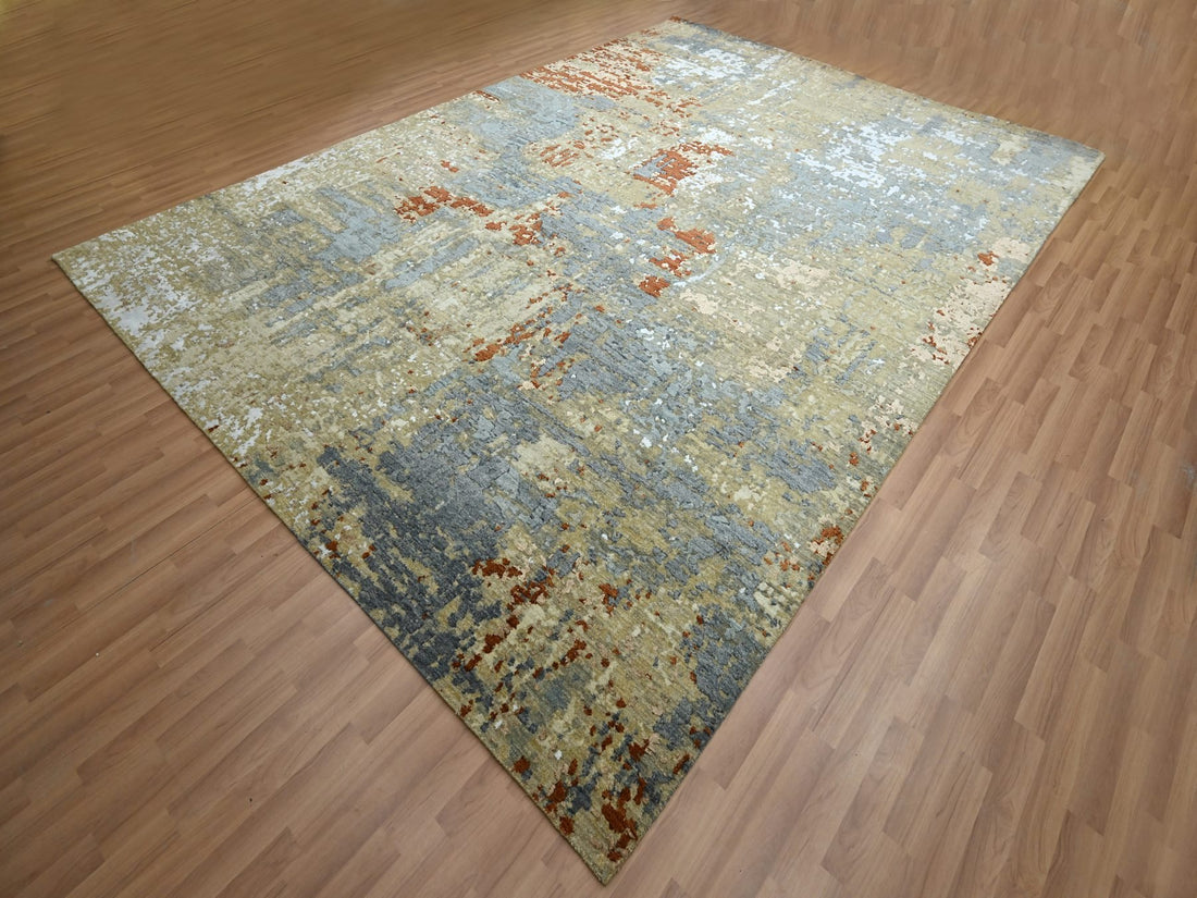 9'0"x12'8" | Blue Abstract | Wool & Silk | 210000031305